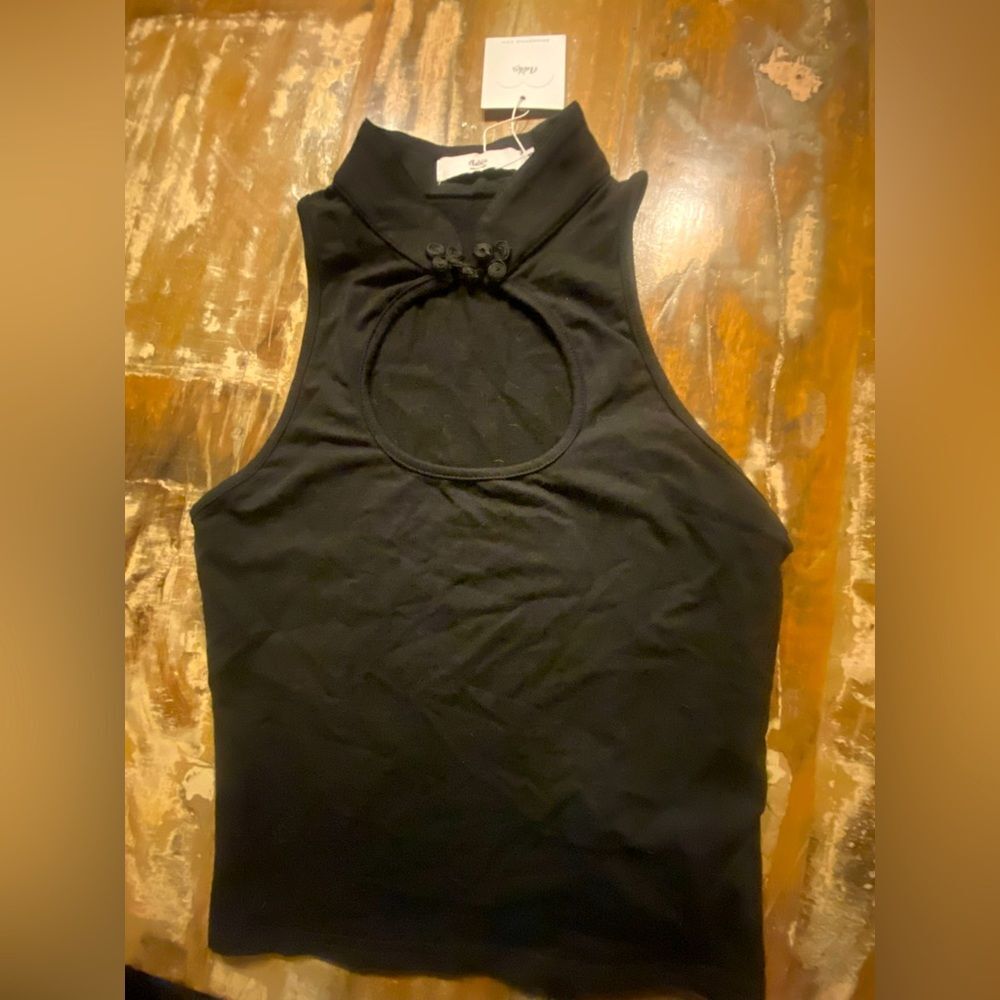 NWT Adika Black High-Neck cutout Tank Top Size Medium NEW